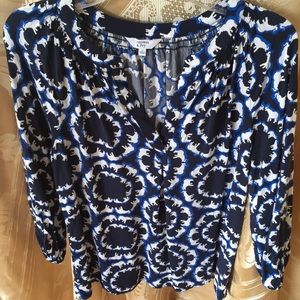 Elephant print Crown and Ivy navy & white blouse